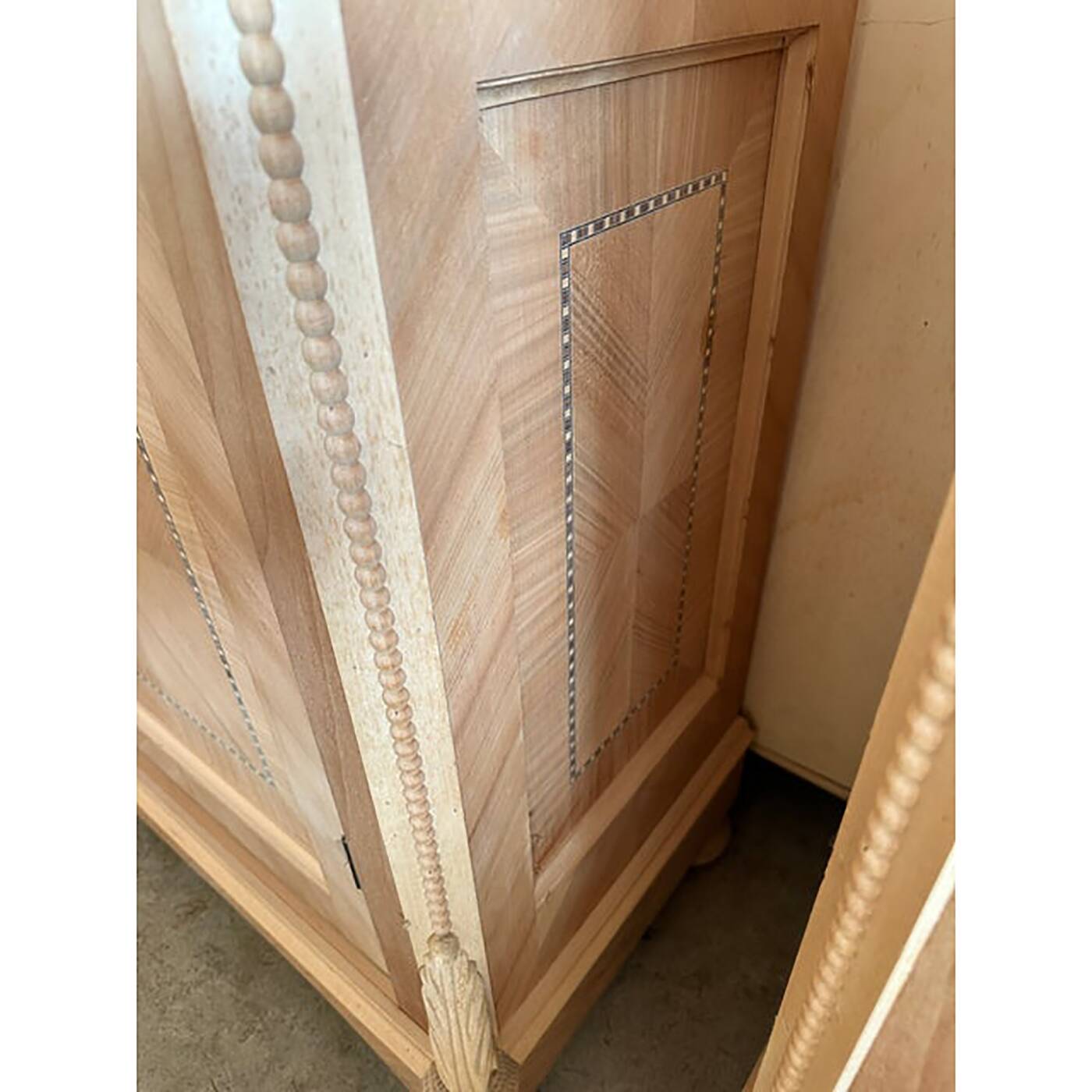 Walnut Cupboard With Cherry Inlays in Natural Raw Wood