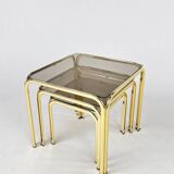 Brass and smoked glass nesting tables