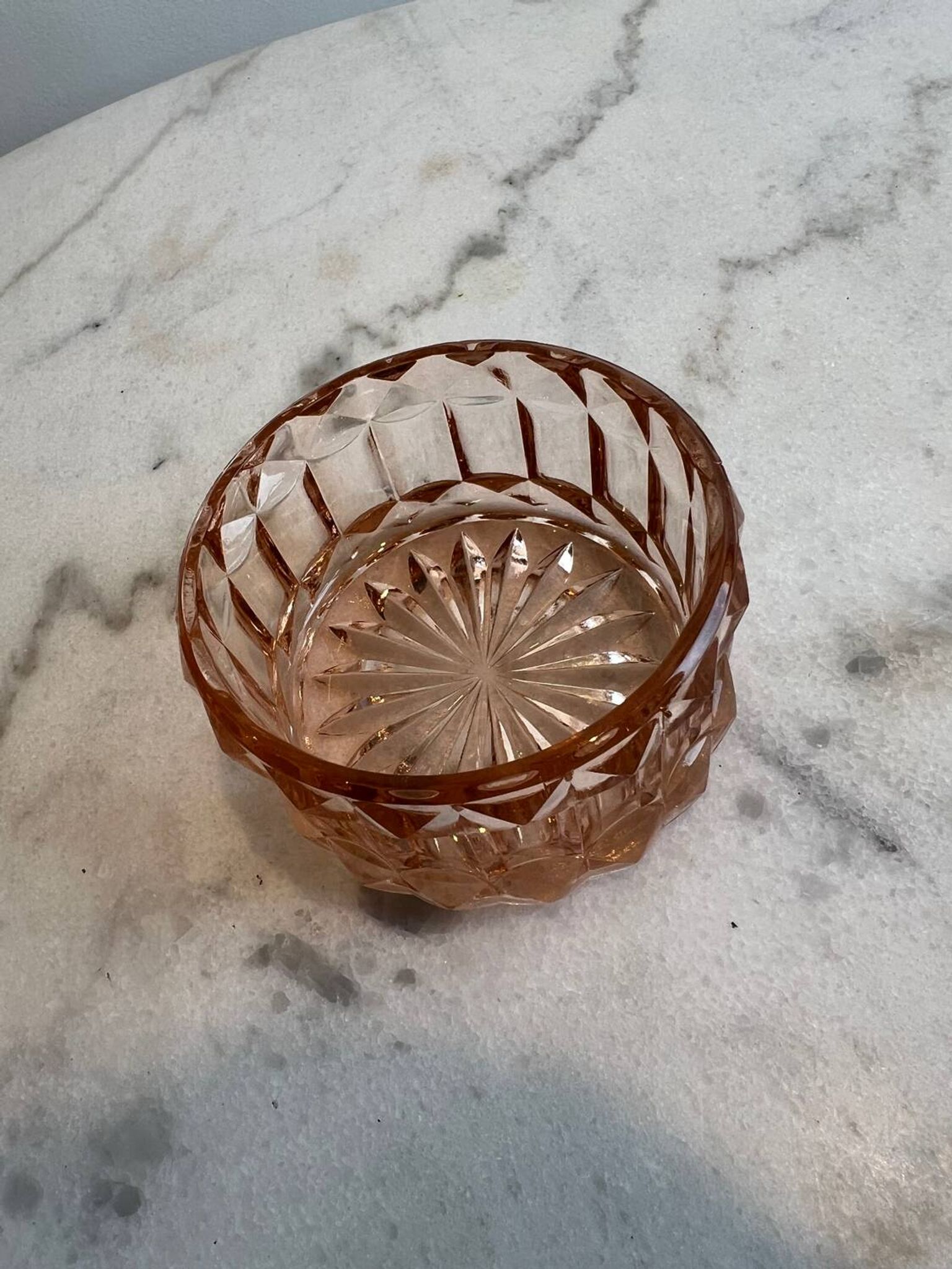 Small pink glass bowl