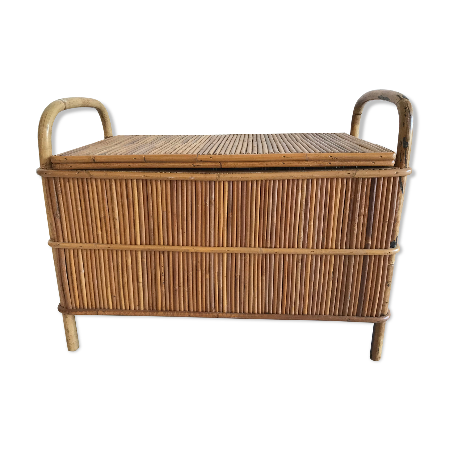 Vintage bamboo rattan chest from the 60s