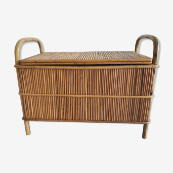 Vintage bamboo rattan chest from the 60s