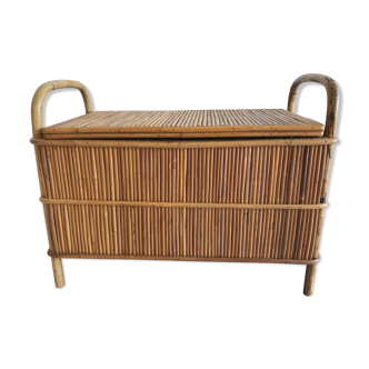 Vintage bamboo rattan chest from the 60s