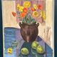 Swedish Oil on Canvas – “Apples and Flowers” – Vintage & Framed