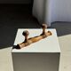 Small coat hook with two round flat button pegs in pine H8.