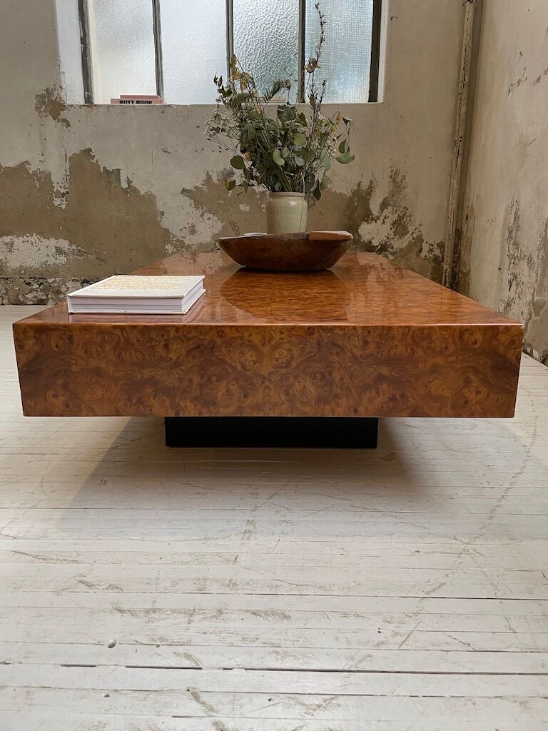 Italian coffee table elm magnifying glass