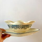 gravy boat in Terre de Fer St Amand blue late 19th century