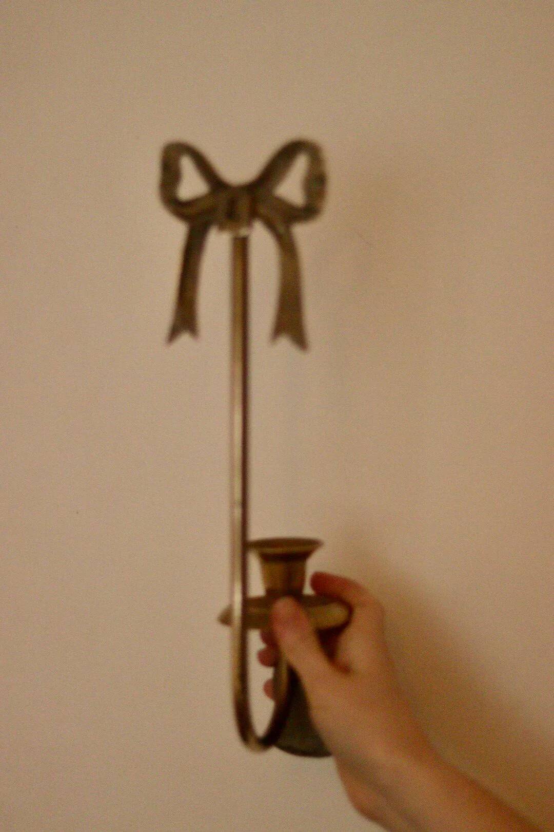 Grande applique murale vintage en laiton avec nœud
