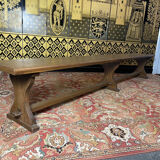 Oak bench for monastery farm table
