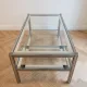 1970s Roméo Rega coffee table in glass and chrome metal.