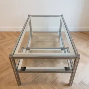 Romeo Rega coffee table in glass and chrome metal, 1970s