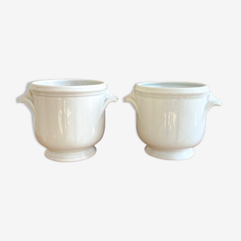 Pair of Limoges porcelain pot covers