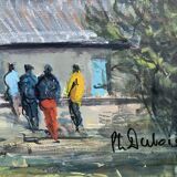 Dubois Ph. "l'Herbe, Le Bassin d'Arcachon" Oil On Canvas Signed