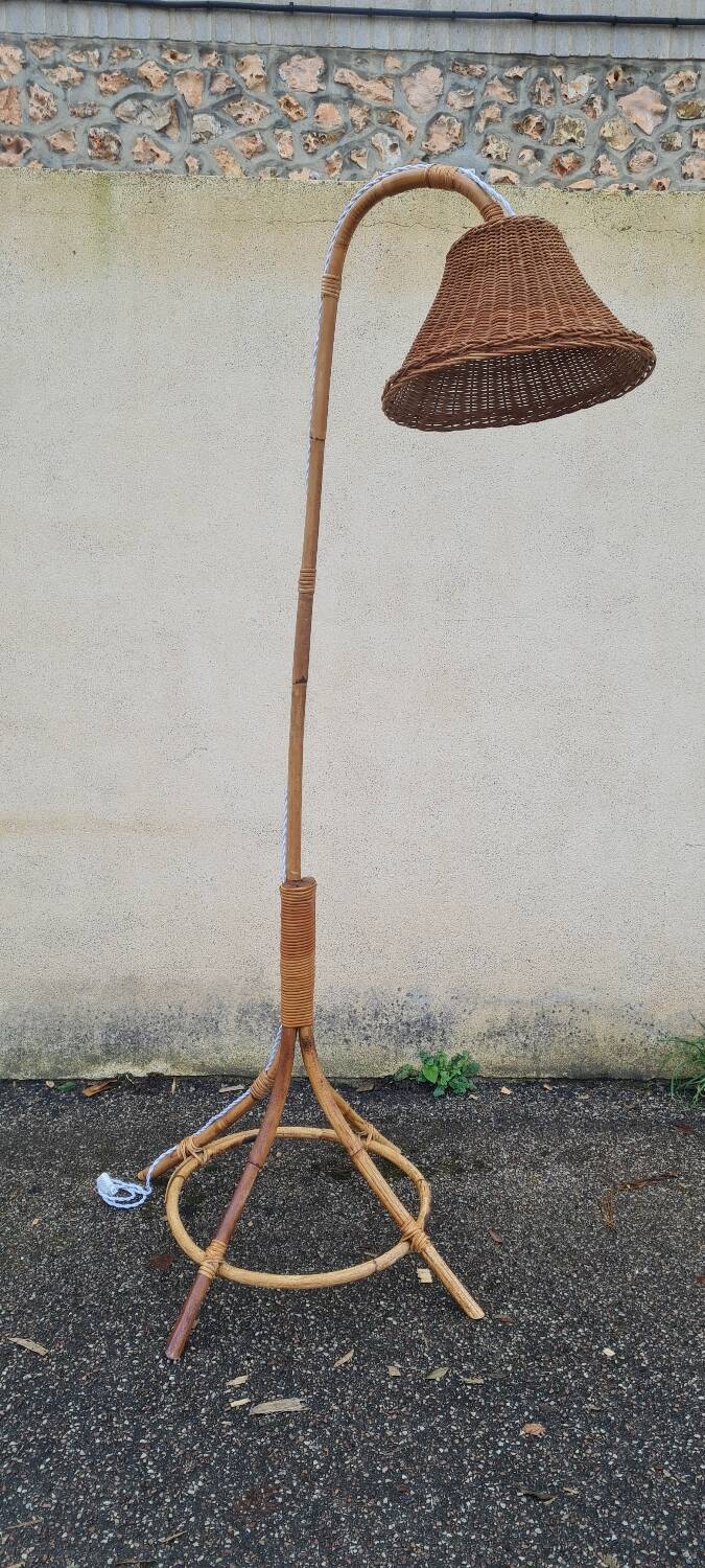 Vintage rattan floor lamp
