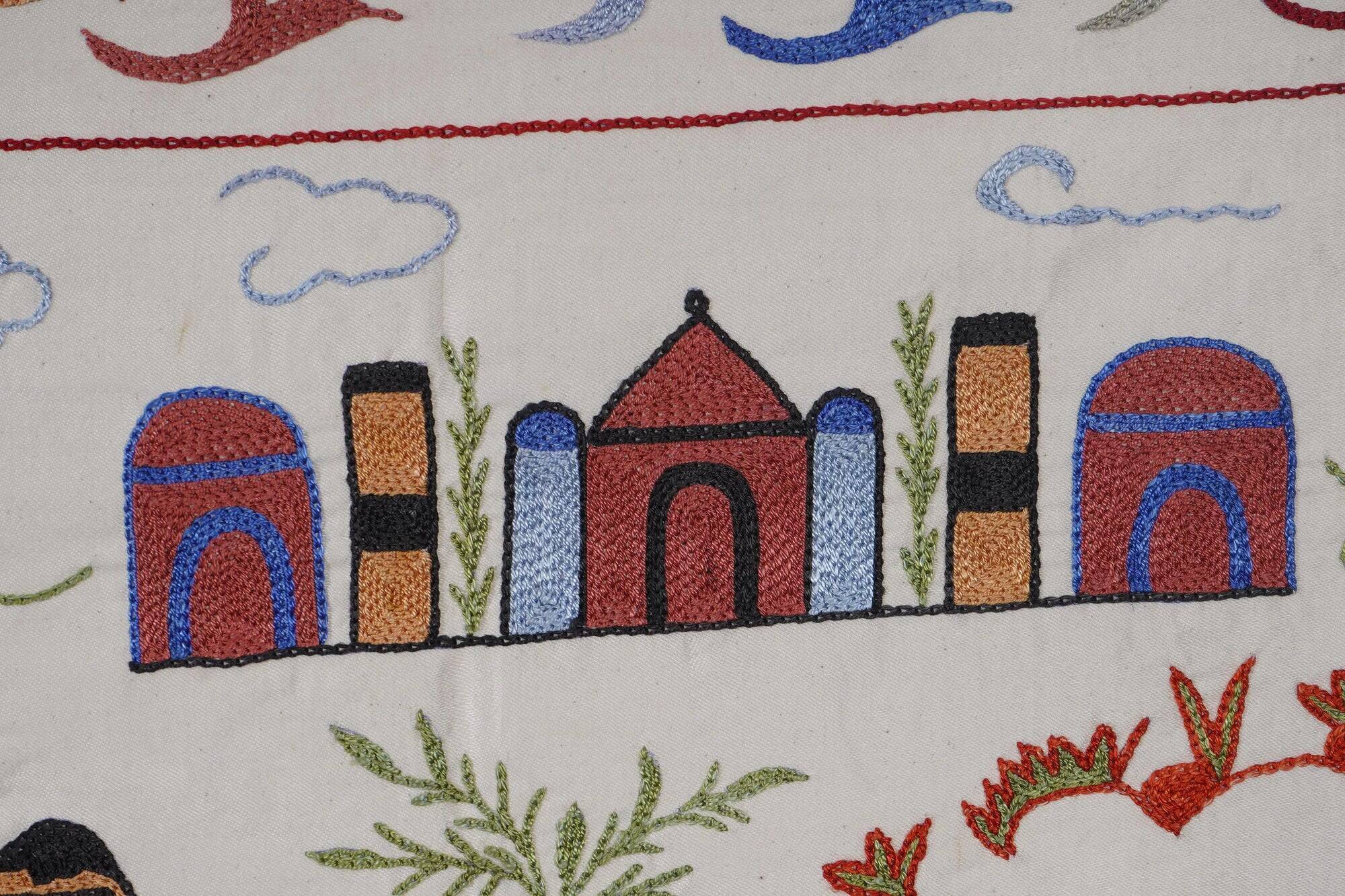 Vintage hand-embroidered tablecloth 51x188 cm