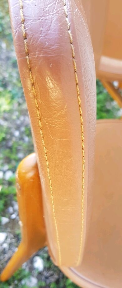 4 chairs wood and leatherette 60s