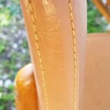 4 chairs wood and leatherette 60s