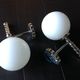 Pair of globe wall lamps in white opaline and chrome/vintage metal 70s