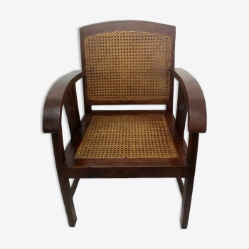 Colonial mahogany armchair and cannage