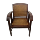 Fauteuil colonial en acajou et cannage