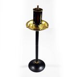 Vintage standing ashtray with cigarette dispenser in gold and black