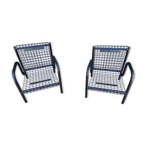 Duo de fauteuils noirs grillage