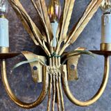 3-light flower wall light in gold metal