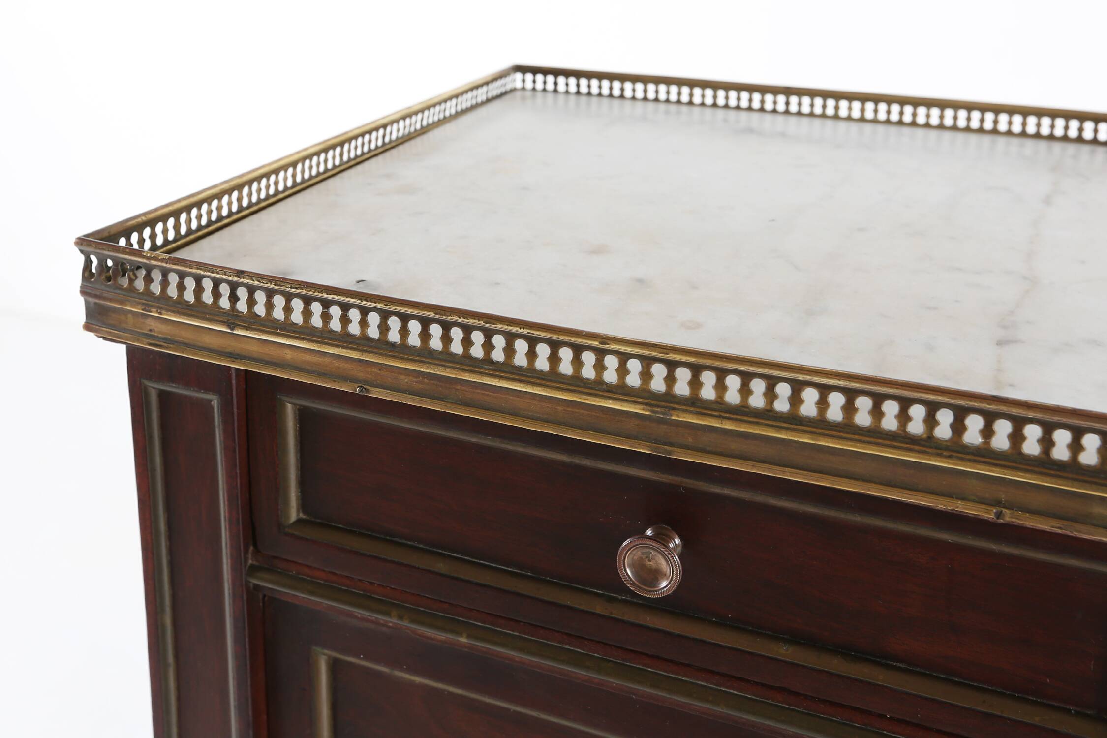 French 19th century Empire nightstand in wood with marble top