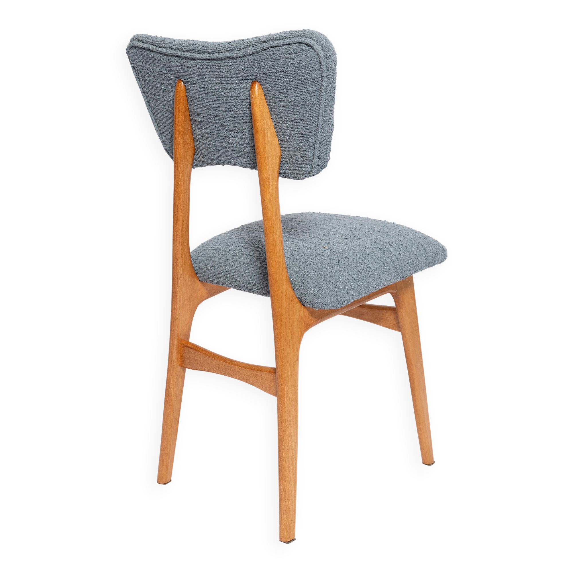 Mid-century butterfly dining chair, grey bouclé, Europe, 1960s