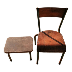 chaise & tabouret enfant - ancien