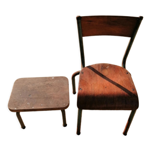 Chaise & tabouret enfant ancien