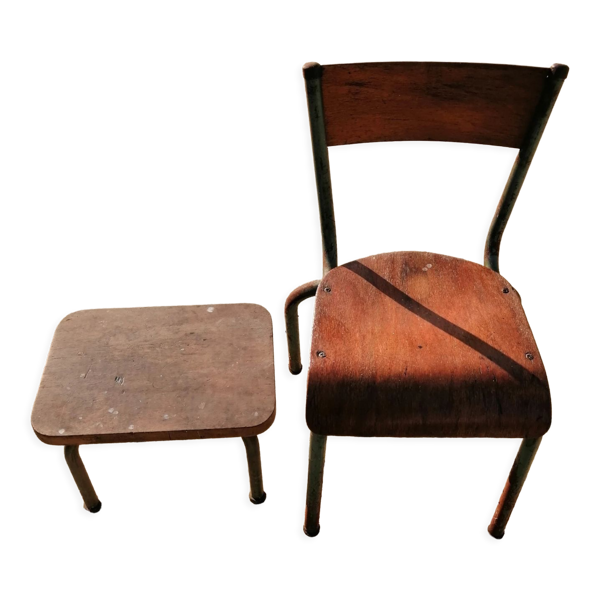 Chaise & tabouret enfant ancien vintage année 50/60