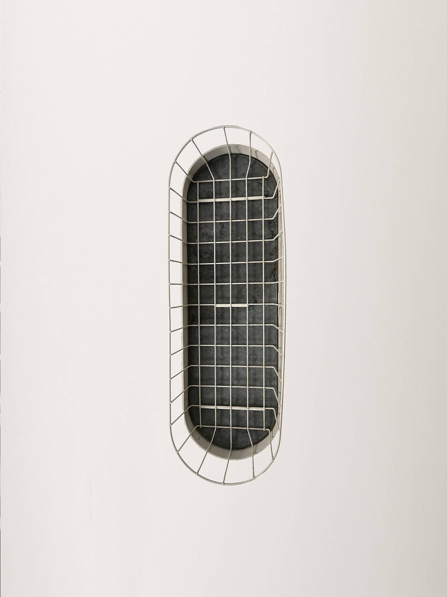 Scandinavian oval planter in metal and teak