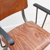 Friso style chair with oak and metal armrests