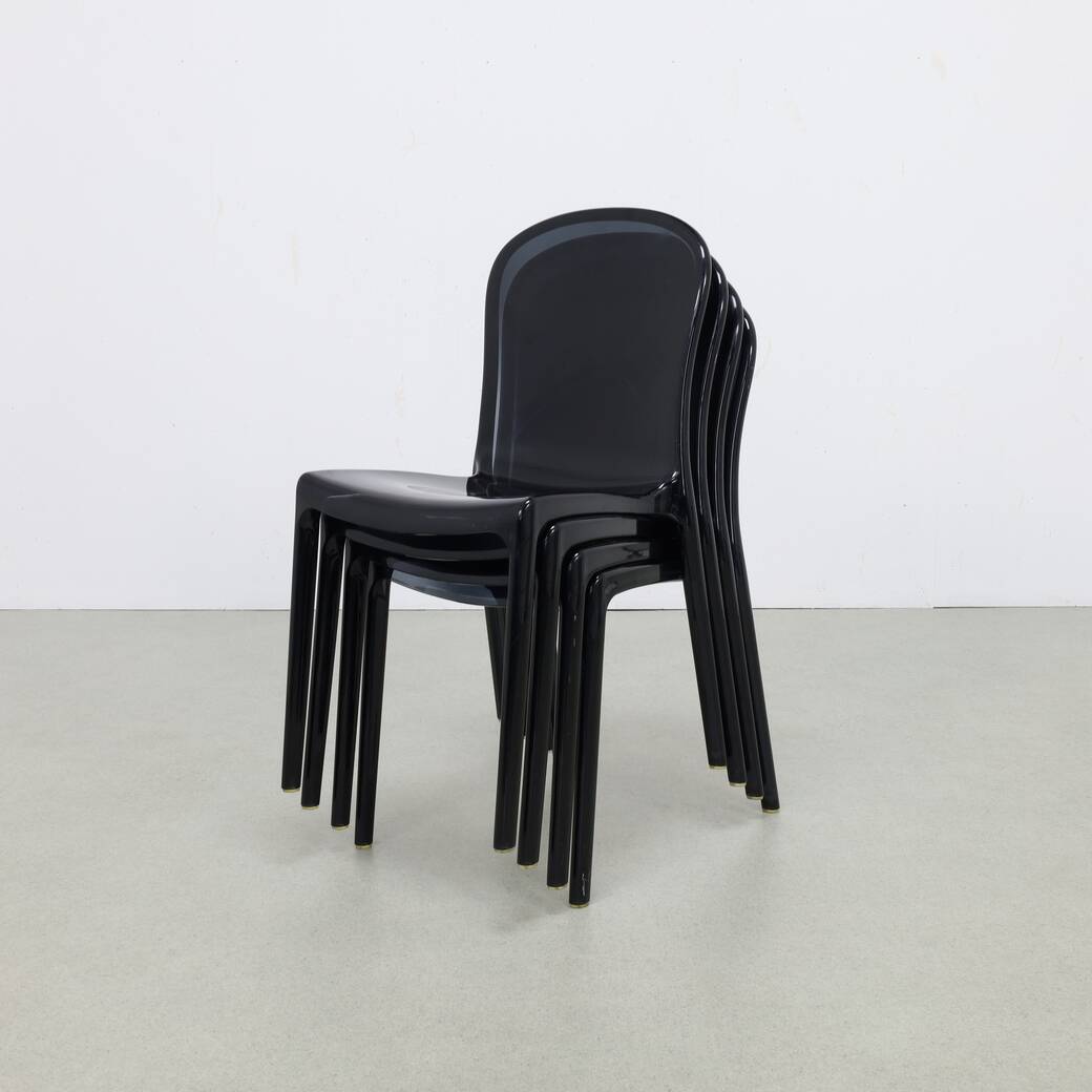 4x Dining Chair in Smoked Plexiglass, 2000s