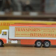 Old metal toy jrd trailer truck international transport