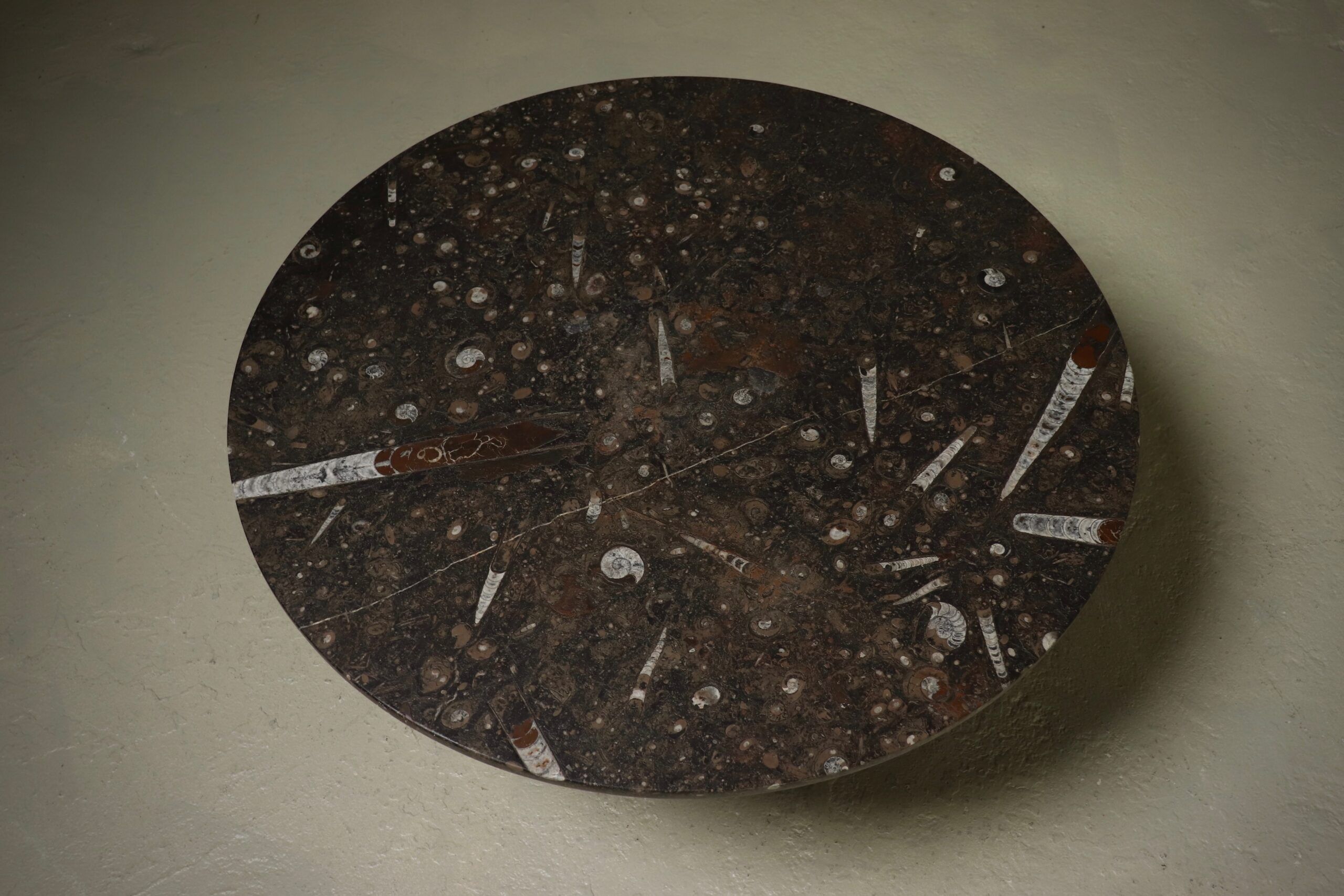 Coffee table with fossil limestone top by Metaform Holland, 1980s