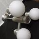Chandelier suspended three lights 1970 white opaline brushed alu
