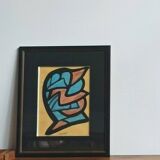 Abstract art painting signed Cantrel