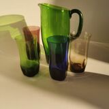 Vintage orangeade service in multi-coloured glass