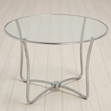 Bauhaus round glass coffee table, Czechoslovakia, 1930s–1940s