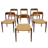 Danish design icon – Set of 6 model 75 chairs by Niels Otto Moller