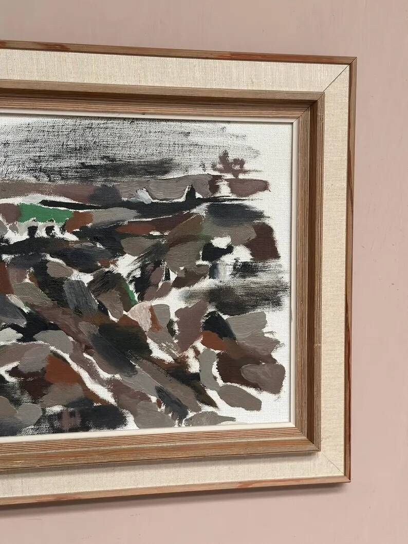 Original Swedish Oil on Canvas – "Abstract" by B. Person – Signed – Vintage and Framed – 53 x 44 cm (20.8" x 17.3")