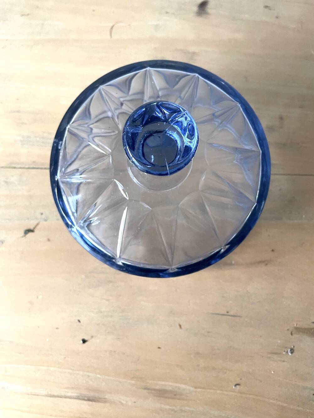 Blue Molded Pressed Glass Cheese Cloche