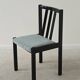 Set of 4 modernist black chairs with light blue ribbed fabric