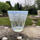Opalescent glass vase moulded with leaf and catkin decoration – in the style of Lalique.