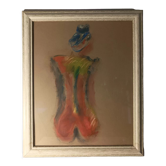 Nude drawing of pastel back on cardboard signed EB 07