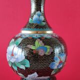Pair of vintage cloisonné enamel vases from the 20th century H19 cm