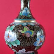 Pair of vintage cloisonné enamel vases from the 20th century H19 cm