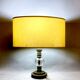 Hollywood Regency inspired brass table lamp drum lampshade