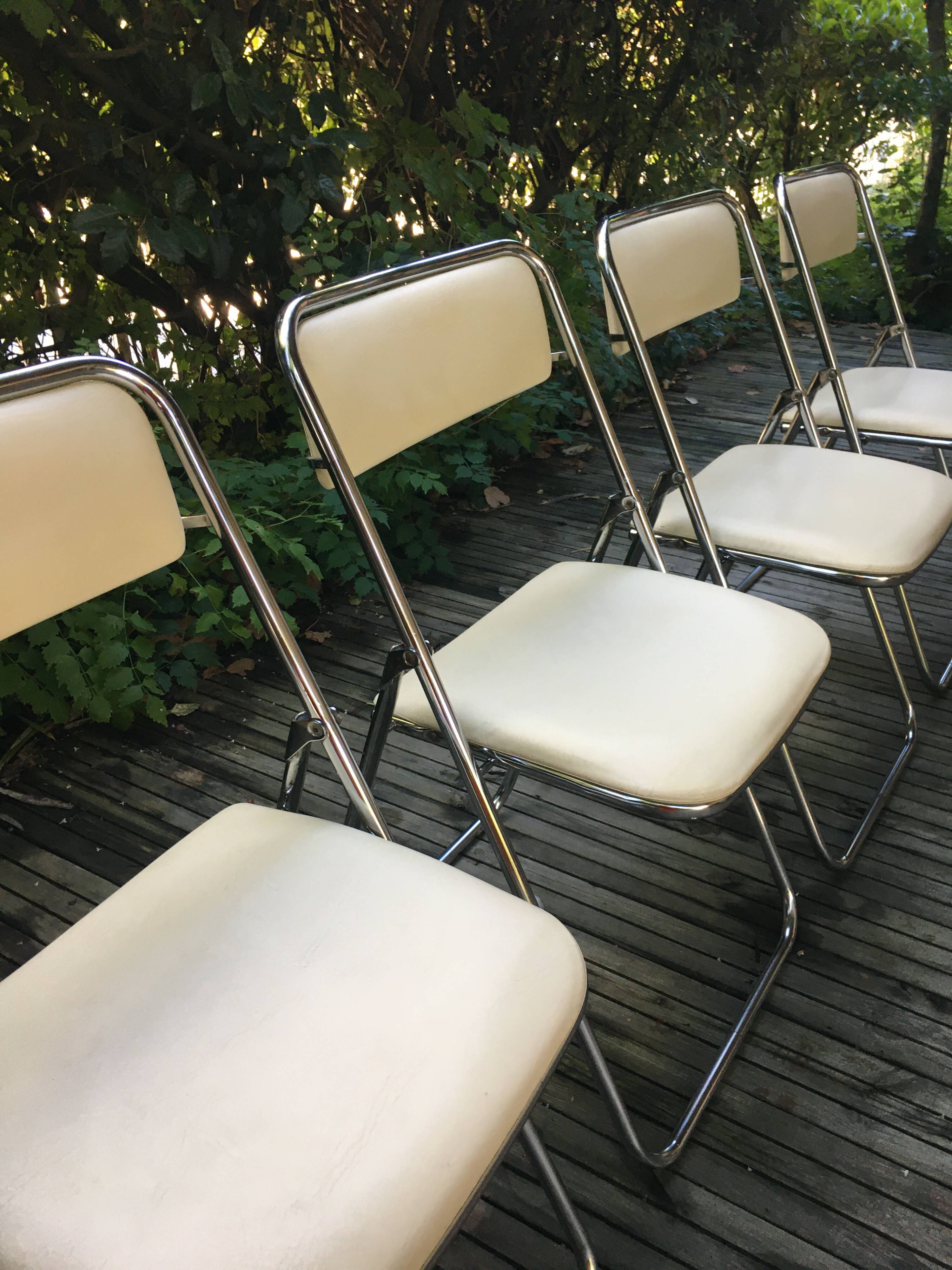 Set of 5 folding chairs 1970 chrome
